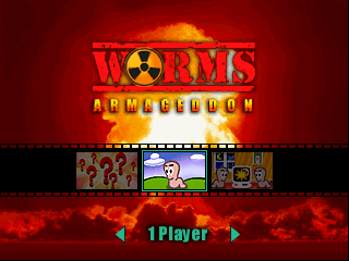 Worms Armageddon title screen for Nintendo 64